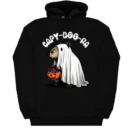 Capy-Boo-Ra Design: Capybara Ghost with Candy - Cute Halloween Art tiny thumbnail