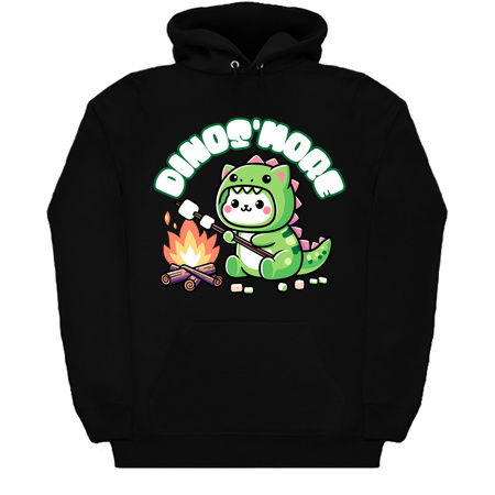 Dino'smore T-Shirt: Kawaii Cat in T-Rex Costume - Cute Campfire Design tiny thumbnail