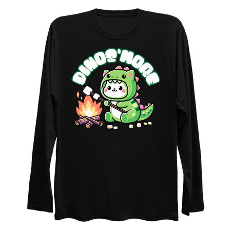 Dino'smore T-Shirt: Kawaii Cat in T-Rex Costume - Cute Campfire Design tiny thumbnail