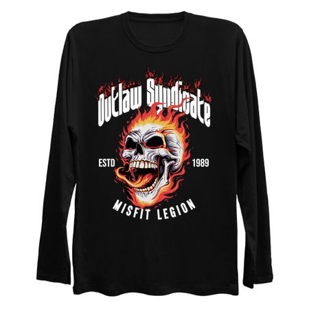 Outlaw Syndicate Design: Fiery Skull Graphic with Misfit Legion Theme tiny thumbnail