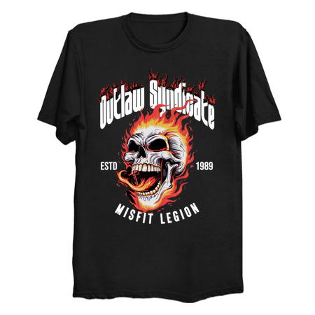 Outlaw Syndicate Design: Fiery Skull Graphic with Misfit Legion Theme tiny thumbnail