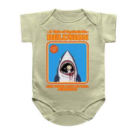 A Tale of Optimistic Delusion Design: Humorous Shark Illustration with Retro Style tiny thumbnail