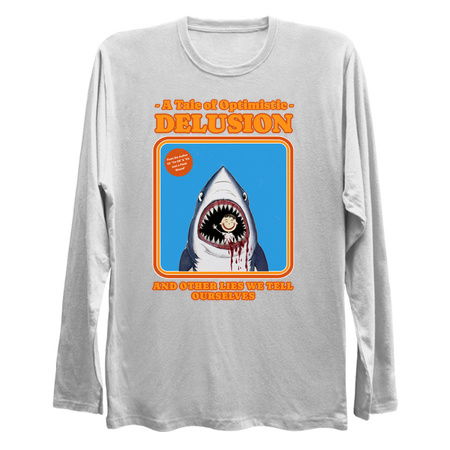 A Tale of Optimistic Delusion Design: Humorous Shark Illustration with Retro Style tiny thumbnail