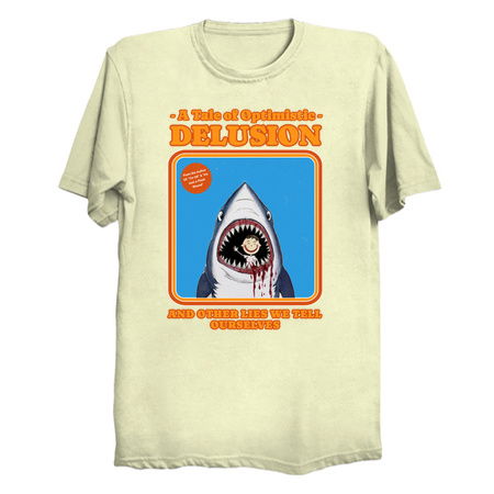 A Tale of Optimistic Delusion Design: Humorous Shark Illustration with Retro Style tiny thumbnail