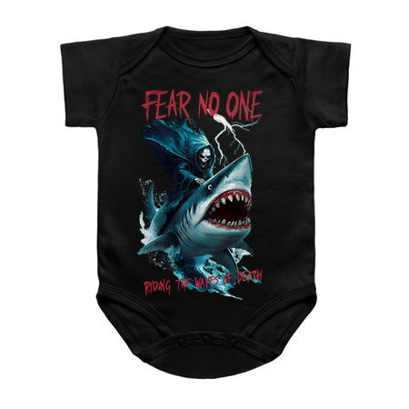 Fear No One Design: Grim Reaper Riding a Shark with Dark Ocean Waves tiny thumbnail