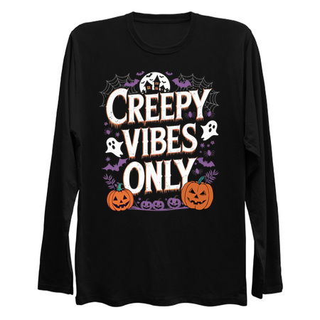 Creepy Vibes Only Halloween Design with Ghosts and Pumpkins tiny thumbnail