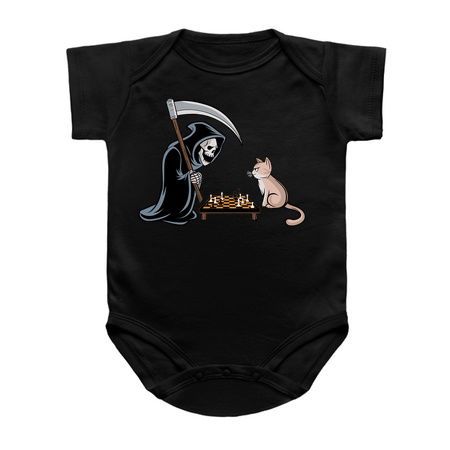 Grim Reaper vs Cat Chess Match - Dark Humor Design tiny thumbnail
