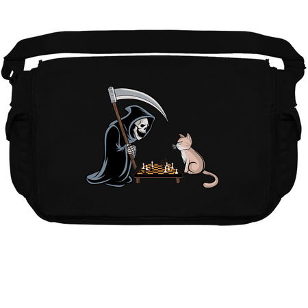 Grim Reaper vs Cat Chess Match - Dark Humor Design tiny thumbnail