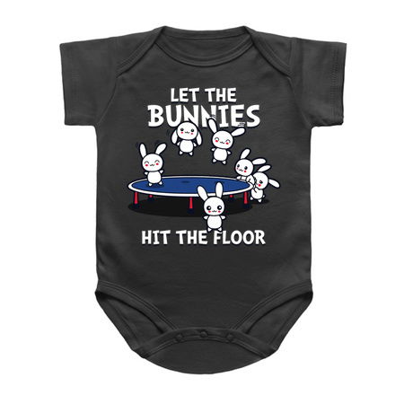 Funny Cute Kawaii Bunnies Jumping On Trampoline tiny thumbnail