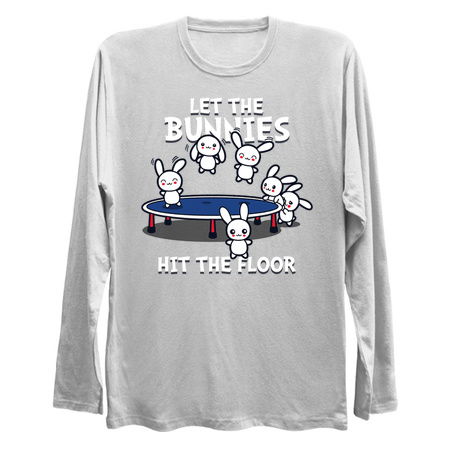 Funny Cute Kawaii Bunnies Jumping On Trampoline tiny thumbnail