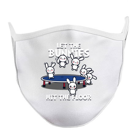 Funny Cute Kawaii Bunnies Jumping On Trampoline tiny thumbnail