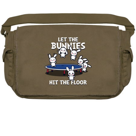 Funny Cute Kawaii Bunnies Jumping On Trampoline tiny thumbnail