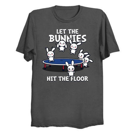 Funny Cute Kawaii Bunnies Jumping On Trampoline tiny thumbnail