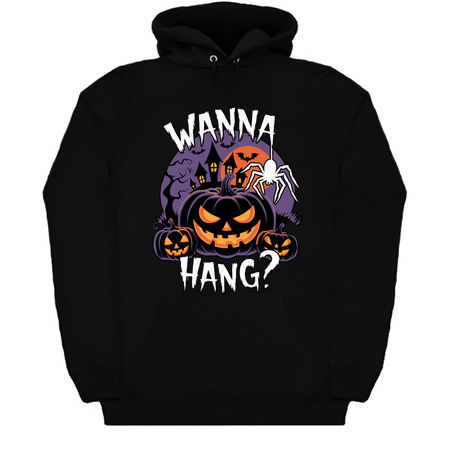 Wanna Hang? - Creepy Halloween Pumpkin and Spider Design tiny thumbnail