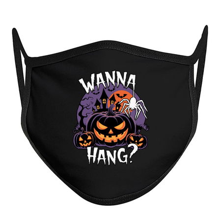 Wanna Hang? - Creepy Halloween Pumpkin and Spider Design tiny thumbnail
