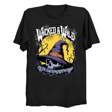 Wicked & Wild Skull with Witch Hat Halloween Design tiny thumbnail
