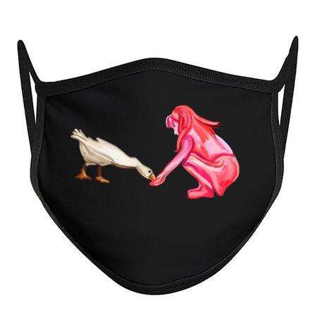 Little Girl Feeding Goose Friend tiny thumbnail