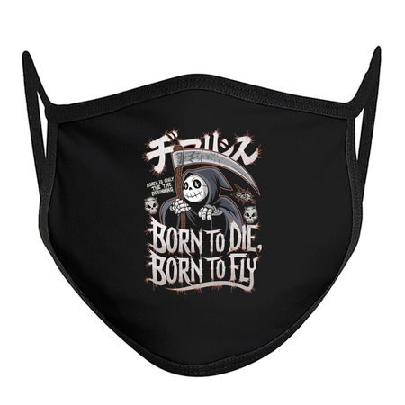 Born to Die, Born to Fly Grim Reaper Cartoon Design tiny thumbnail