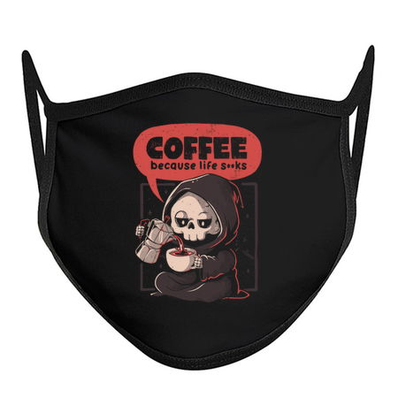 Coffee Because Life - Dark Evil Cute Sarcasm Reaper Death Coffee Gift tiny thumbnail