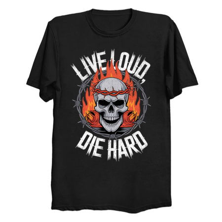 Live Loud, Die Hard Skull Flame Design tiny thumbnail