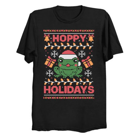 Hoppy Holidays - Funny Cute Adorable Christmas Frog Ugly Sweater Gift tiny thumbnail