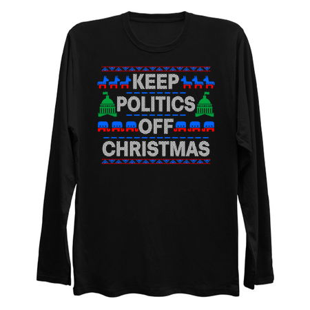 Keep Politics Off Christmas Ugly Sweater Meme tiny thumbnail