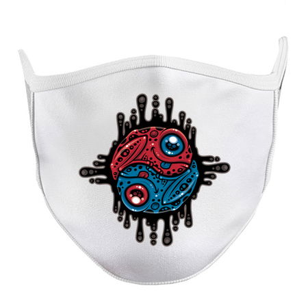 Vibrant Red and Blue Poison Dart Frog Yin Yang tiny thumbnail