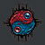 Vibrant Red and Blue Poison Dart Frog Yin Yang tiny thumbnail