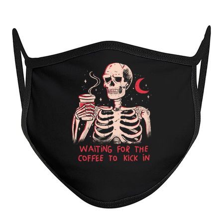 Waiting For The Coffee To Kick In - Funny Sarcasm Dark Humor Coffee Skull Gift tiny thumbnail