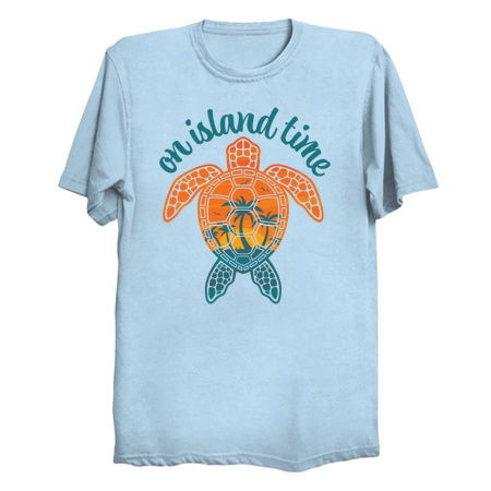 On Island Time Tropical Sunset Sea Turtle Design tiny thumbnail