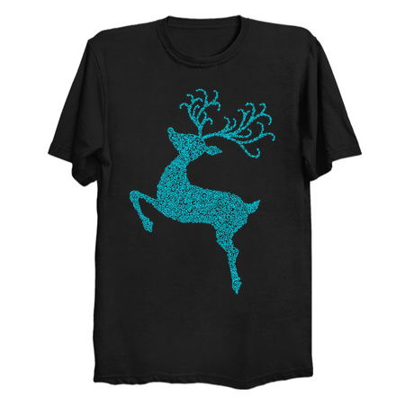 Blue Swirly Christmas Reindeer Silhouette tiny thumbnail