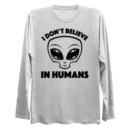 I Don’t Believe In Humans Cartoon Alien In Black tiny thumbnail
