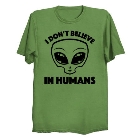 I Don’t Believe In Humans Cartoon Alien In Black tiny thumbnail