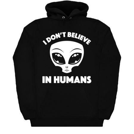 I Don’t Believe In Humans Cartoon Alien In White tiny thumbnail