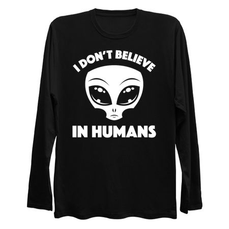 I Don’t Believe In Humans Cartoon Alien In White tiny thumbnail