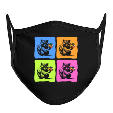 Colorful Raccoon Rubik's Cube Pop Art tiny thumbnail