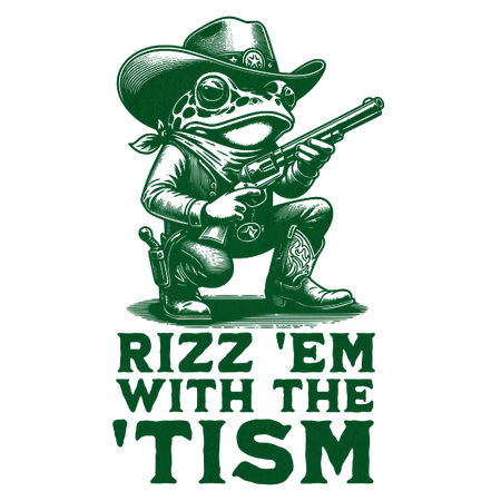 Funny Cowboy Frog Rizz 'Em with the 'Tism Design - NeatoShop