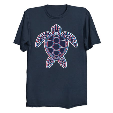 Red And Blue Anaglyph 3D Glitch Effect Sea Turtle tiny thumbnail
