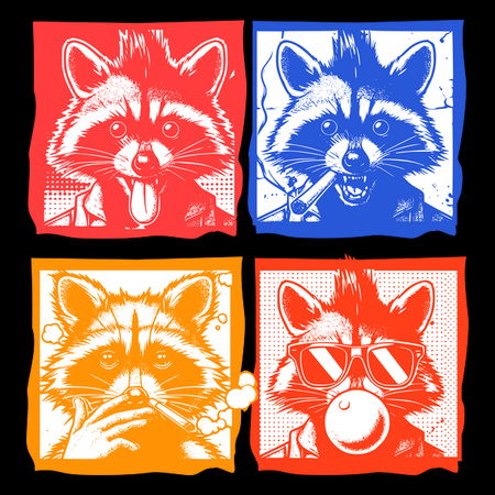 Punk Raccon Punk Raccoon Expressions Pop Art - NeatoShop