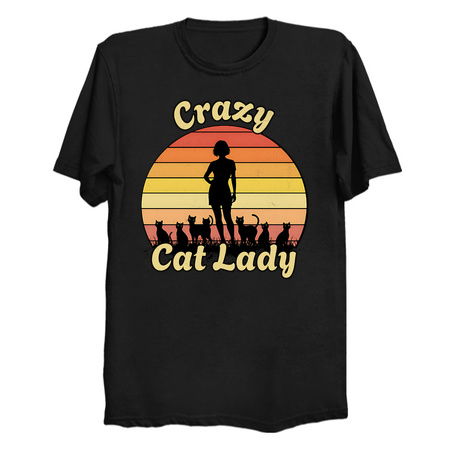Crazy Cat Lady Retro Sunset Design tiny thumbnail