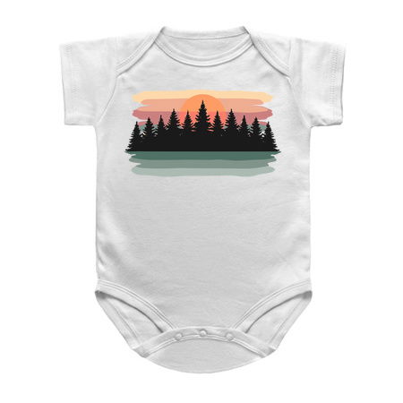 Retro Sunset with Forest Abstract Brush Strokes Design tiny thumbnail
