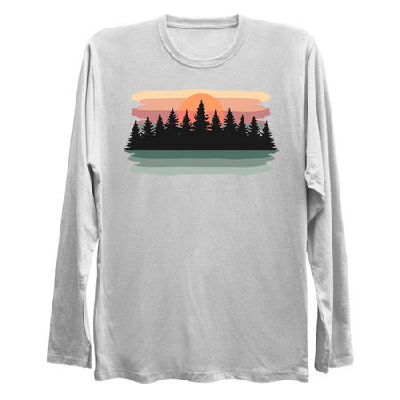 Retro Sunset with Forest Abstract Brush Strokes Design tiny thumbnail
