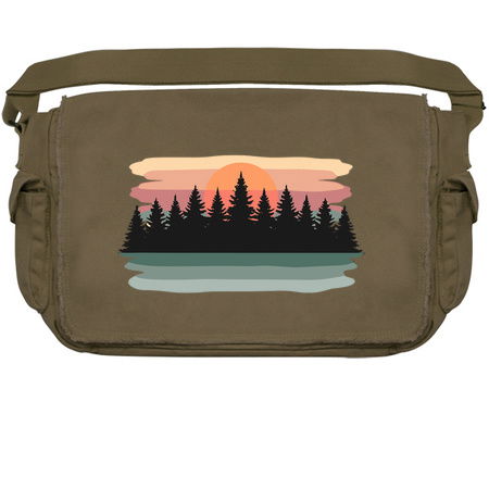 Retro Sunset with Forest Abstract Brush Strokes Design tiny thumbnail