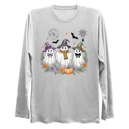 Cute Ghosts with Bows under a Moon tiny thumbnail