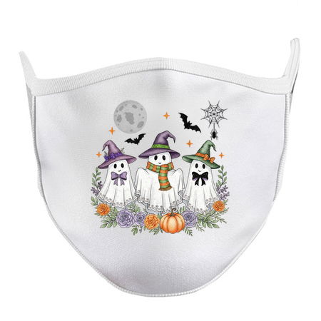 Cute Ghosts with Bows under a Moon tiny thumbnail