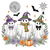 Cute Ghosts with Bows under a Moon tiny thumbnail