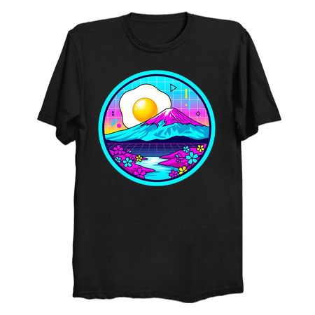 Vaporwave Mount Fuji Rising Egg Sun tiny thumbnail