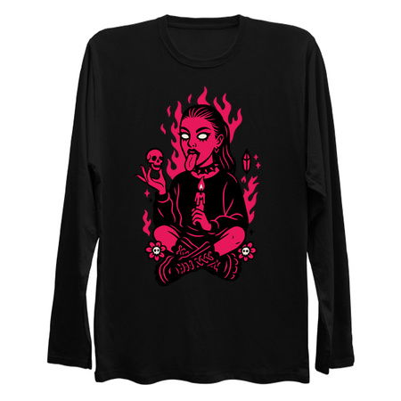 Goth Girl in Pink Flames Occult Vib tiny thumbnail