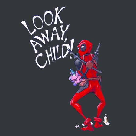 Image result for deadpool look away child