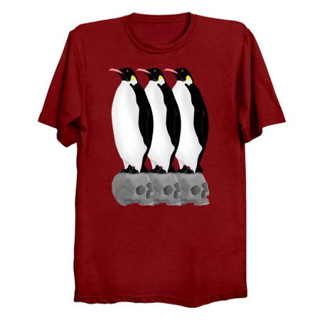 Emperor Penguins Standing on Human Skulls tiny thumbnail